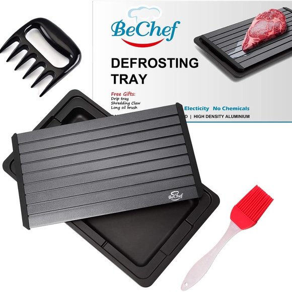 BeChef Defrosting Tray | 16"x10"x6MM Extra Large Thawing Plate - Picture 1 of 4